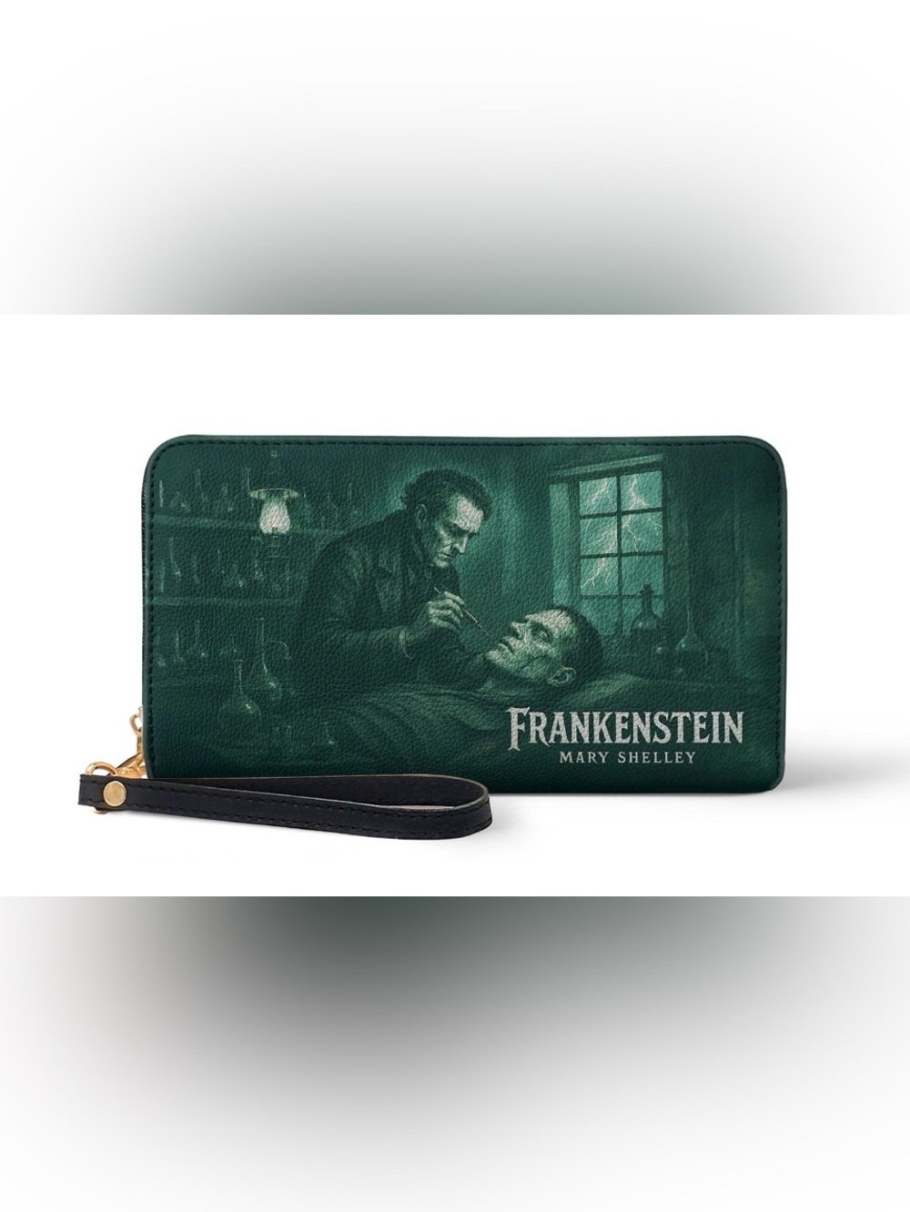 Frankenstein Mortuary Moss by Mary Shelley-  Wristlet Clutch